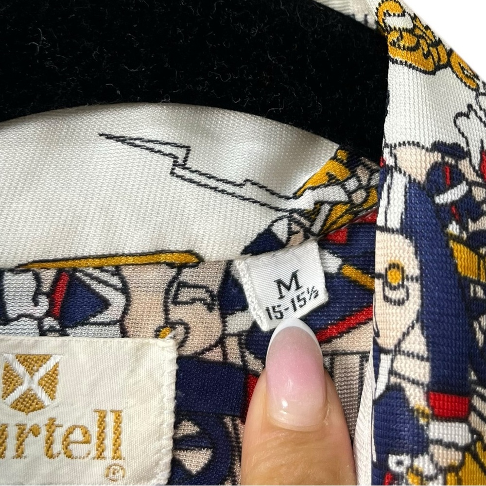 Vintage Martell 1776 Independence Day American Revolution Print Point Neck Sz M - Picture 4 of 15